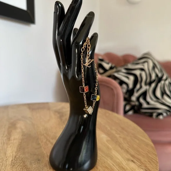 Louis Vuitton Gold-Tone Gamble Chain Bracelet with Multicolored Crystals - Picture 3 of 12